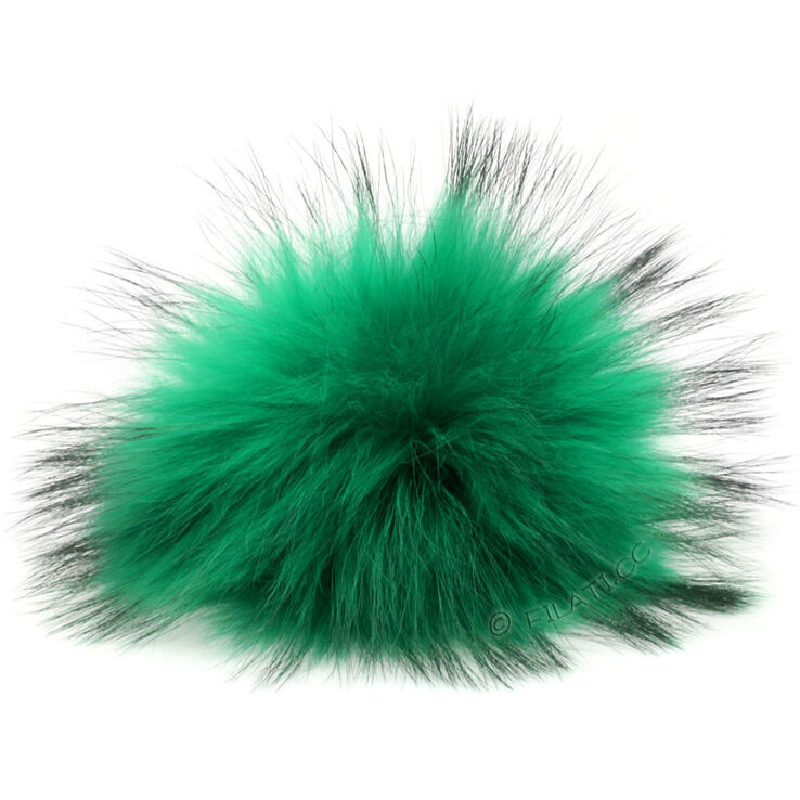 Lana Grossa Pompon en fourrure Finnraccoon | 108-émeraude/noir