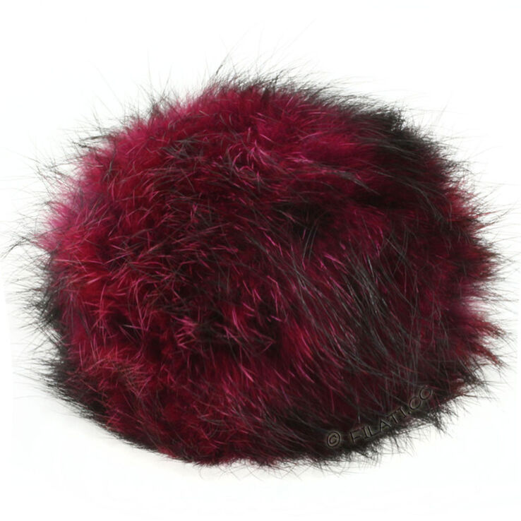 Lana Grossa Pompon en fourrure Renard Bicolor | 301-rose vif/noir