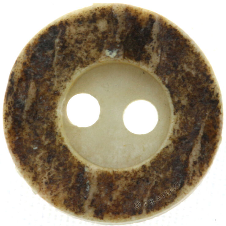 Union Knopf Bouton corne de cerf 2 trous 11mm | 22-brun foncé
