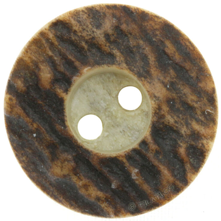 Union Knopf Bouton, corne de cerf, 2 trous, 20mm | 22-brun foncé