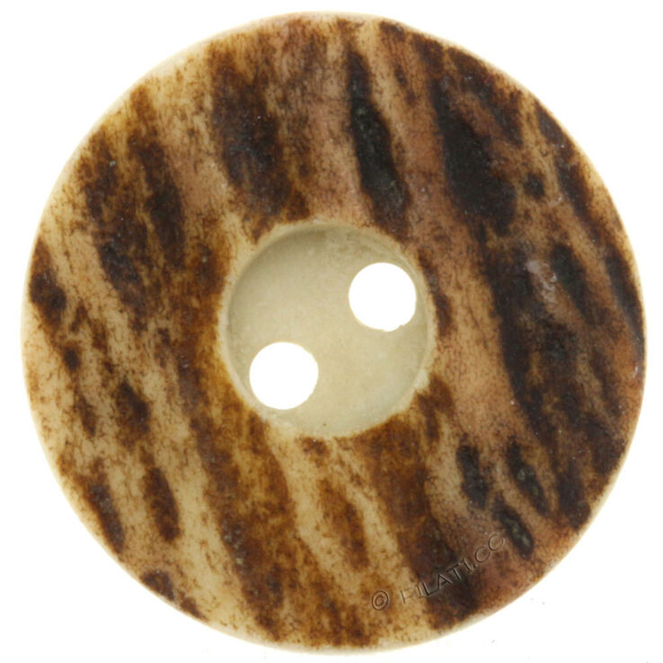 Belousek Bouton en corne de cerf 2 trous 15 mm | 30-brun foncé