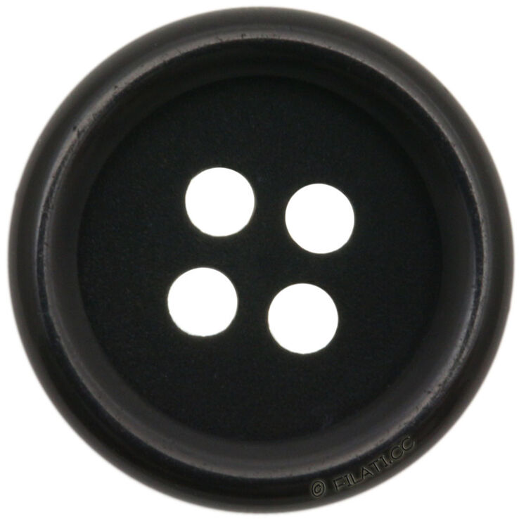 Union Knopf Bouton, 4 trous, 15mm | 80-noir