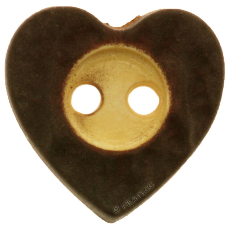 Union Knopf Bouton, coeur traditionnel 2 trous 12mm | 20-brun