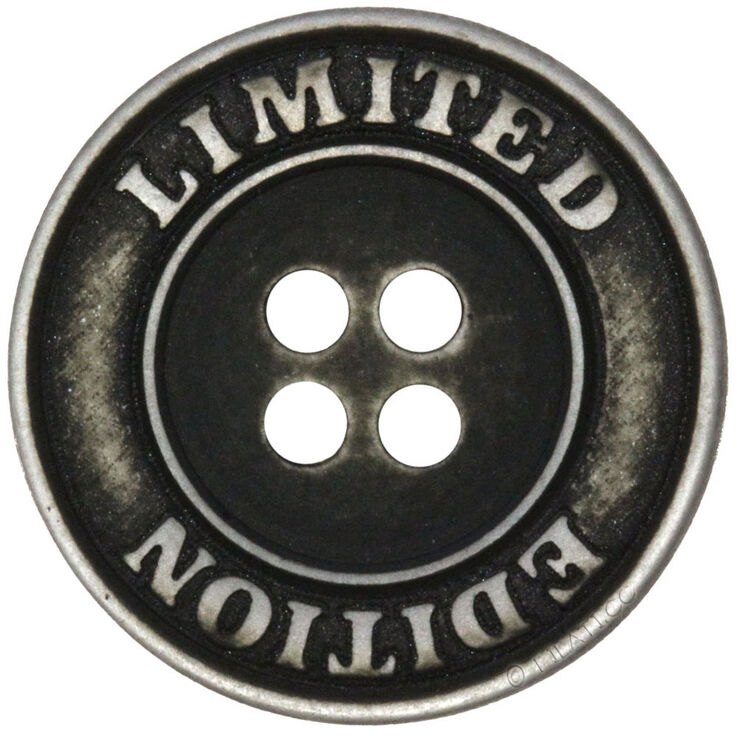 Union Knopf Bouton 4 trous 15mm | 7882-gris foncé/argent
