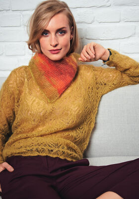 PULL EN MOTIF AJOURÉ AVEC DES ARCEAUX AU CROCHET Silkhair uni de Lana Grossa