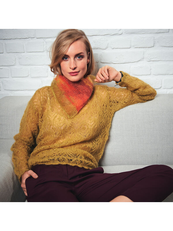 Lana Grossa PULL EN MOTIF AJOURÉ AVEC DES ARCEAUX AU CROCHET Silkhair uni