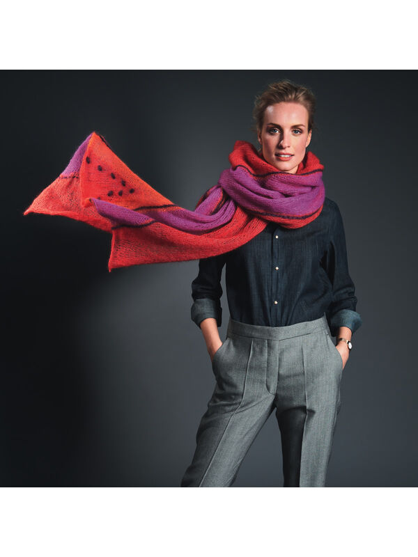 Lana Grossa ÉCHARPE EN TECHNIQUE DE MARQUETERIE AVEC DES BRODERIES Melange/uni