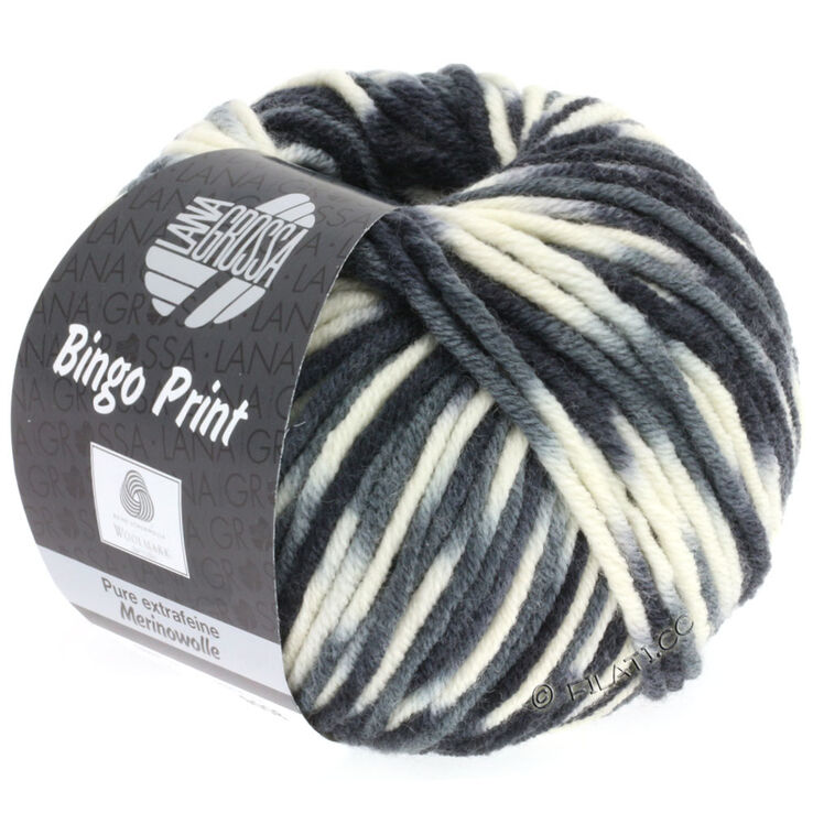 Lana Grossa BINGO Print | 310-blanc/gris clair/gris foncé/noir