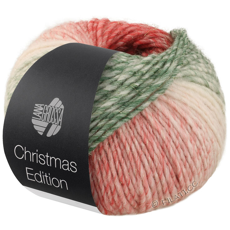Lana Grossa CHRISTMAS EDITION BIG LUREX | 204-mûre/rouge foncé/rouge/rouge clair/écru/vert blanc/vert foncé/vert noir rayé
