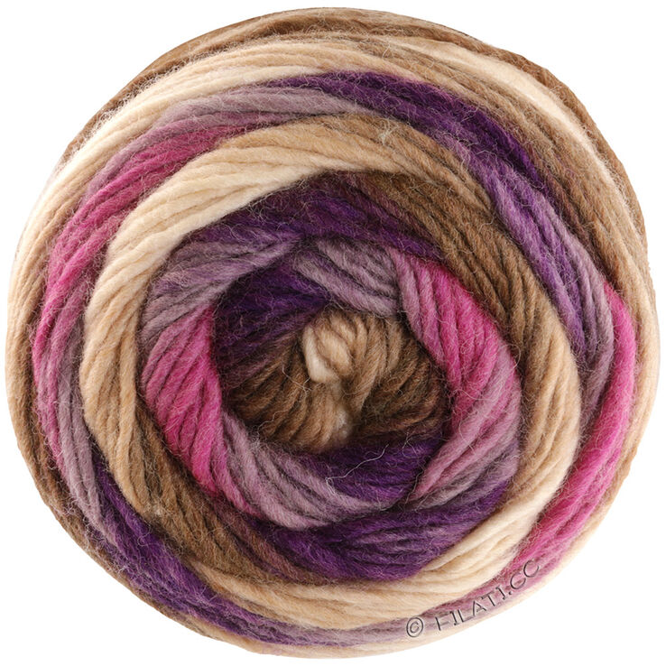 Lana Grossa COLORATO Aktion | 04-rose vif foncé/gris/violet foncé/terre d'ombre/taupe/beige clair