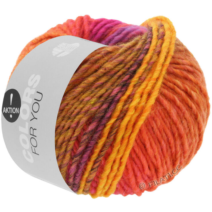 Lana Grossa COLORS FOR YOU | 139-fuchsia/rouille/jaune orange/brun foncé/pourpre/rouge/corail/orange