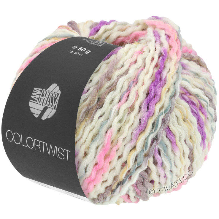 Lana Grossa COLORTWIST | 01-blanc/rose/gris/mauve