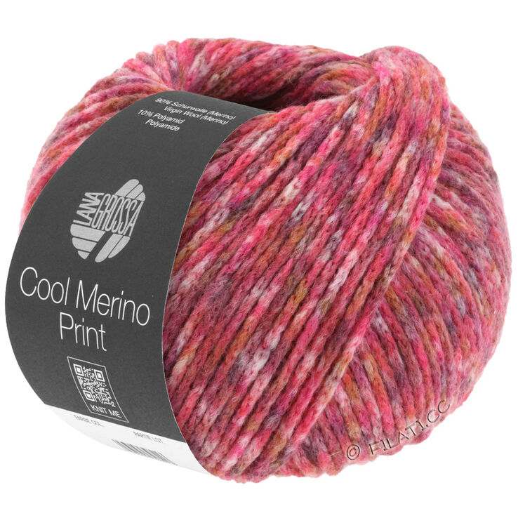 Lana Grossa COOL MERINO Print | 101-rouge foncé/gris/rose/rouge