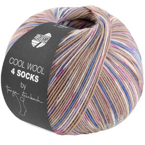 Lana Grossa COOL WOOL 4 SOCKS PRINT III | 7203-beige/centaurée/blanc/rose vif/pourpre
