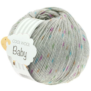 Lana Grossa COOL WOOL Baby Uni/Print 50g | 358-gris clair/orange/vert/cyclamen