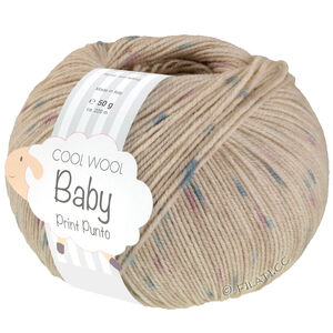 Lana Grossa COOL WOOL Baby Uni/Print 50g | 371-beige clair/turquoise/pourpre