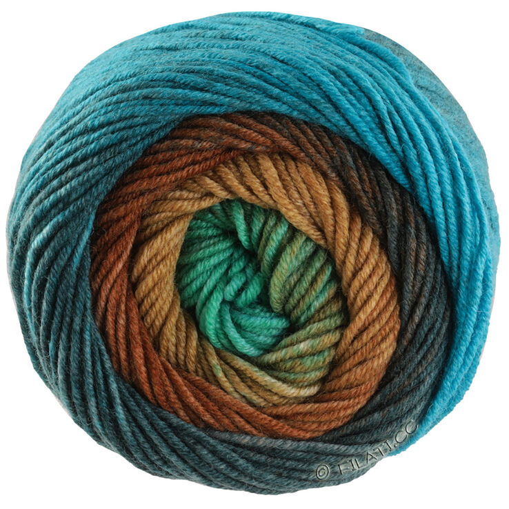 Lana Grossa COOL WOOL Big Color | 4033-jade/brun argile/brun foncé/pétrole foncé/pétrole clair