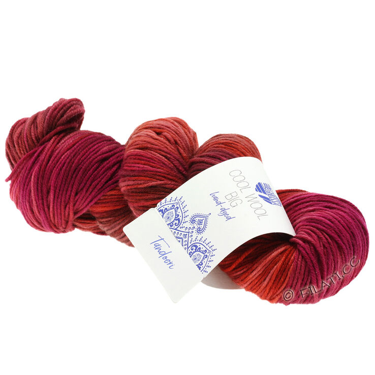 Lana Grossa COOL WOOL Big Hand-dyed | 201-rouge/terre cuite/rose vif/cyclamen/brun chocolat/vieux rose