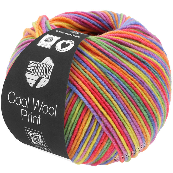 Lana Grossa COOL WOOL Print | 703-pourpre/vert/framboise/orange/jaune/bleu
