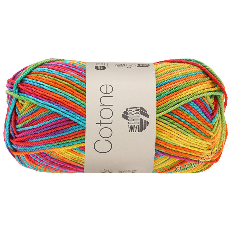 Lana Grossa COTONE Print/Spray/Mouliné | 306-jaune/orange/turquoise/vert/corail/violet