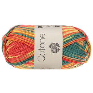 Lana Grossa COTONE  Print/Spray/Mouliné | 344-vert foncé/rouille/jaune/rouge