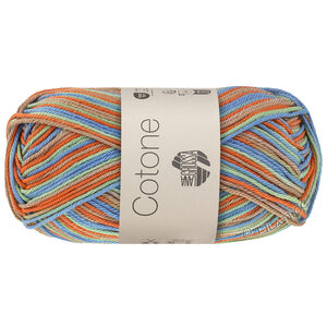 Lana Grossa COTONE  Print/Spray/Mouliné | 370-mandarine/beige gris/vert menthe/turquoise