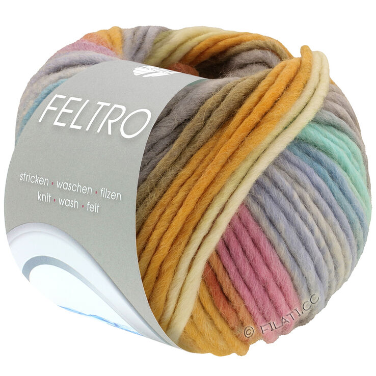 Lana Grossa FELTRO Bosco | 721-vanille/gris clair/jaune vitellus/orange/rose/bleu clair/turquoise/beige gris