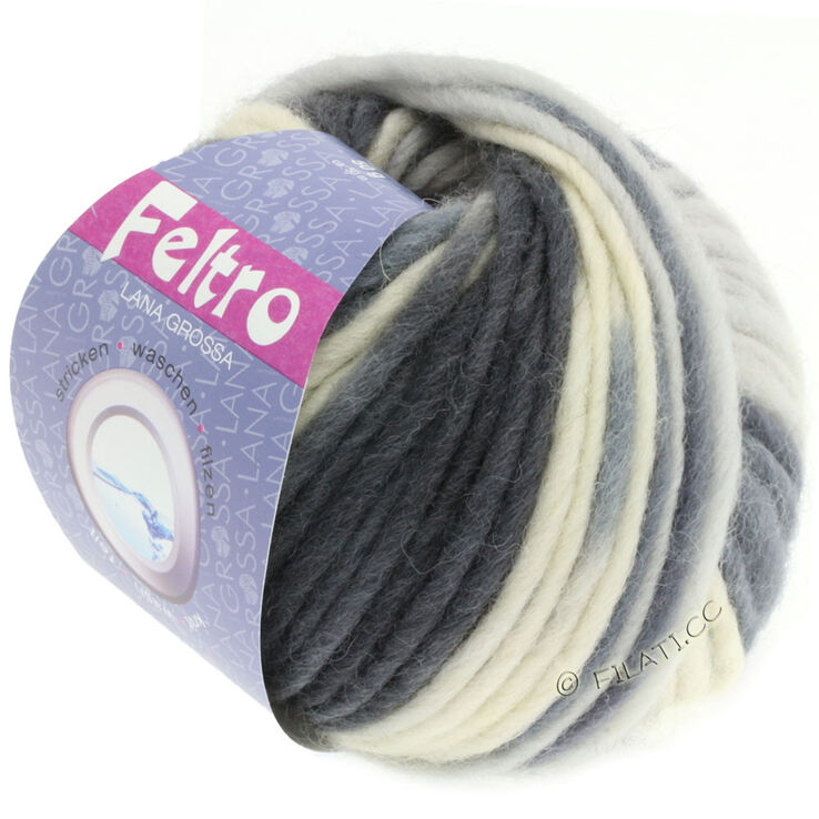 Lana Grossa FELTRO Print | 0331-nature/gris clair/gris moyen/gris foncé