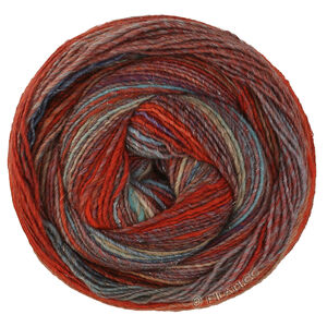 Lana Grossa GOMITOLO GALA | 4045-rouge foncé/rouge gris/turquoise/pétrole/bleu gris/beige/brun gris