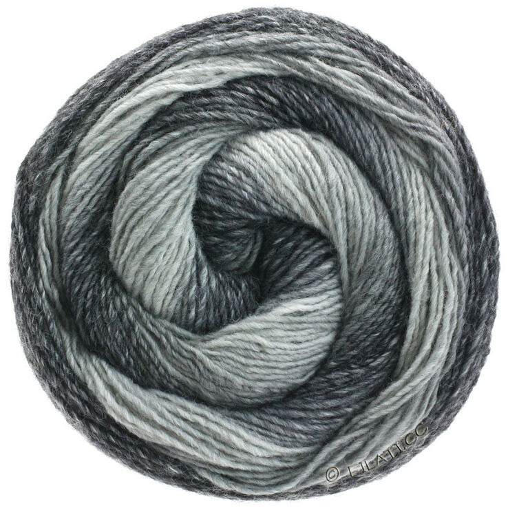 Lana Grossa GOMITOLO VERSIONE | 413-gris argent/gris clair/gris moyen/gris foncé