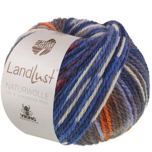 Lana Grossa LANDLUST Naturwolle Print | 102-bleu/orange tacheté