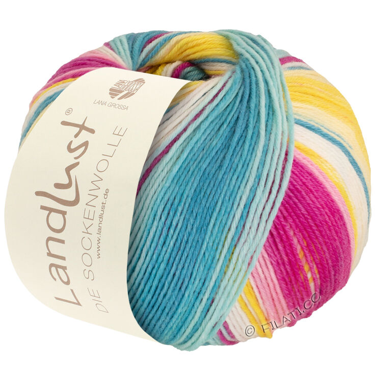 Lana Grossa LANDLUST DIE SOCKENWOLLE 150g 6-Ply | 911-fuchsia/framboise/jaune/écru/jade