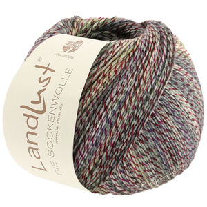 Lana Grossa LANDLUST DIE SOCKENWOLLE PRINT | 214-gris vert/vert réséda/vert mousse/gris clair/rouge foncé chiné