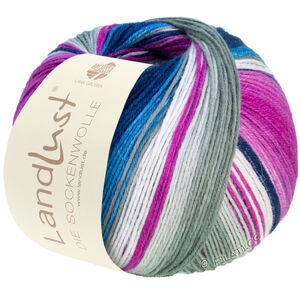 Lana Grossa LANDLUST DIE SOCKENWOLLE | 118-gris clair/écru/fuchsia/bleu/jean/bleu nuit/rose délicat/lilas rayé
