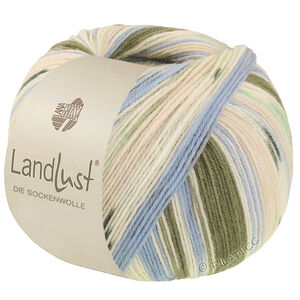 Lana Grossa LANDLUST DIE SOCKENWOLLE | 722-forêt verte/écru/bleu ciel/beige clair/jade rayé