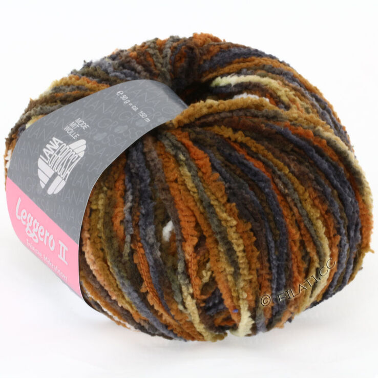 Lana Grossa LEGGERO II Print | 301-moutarde/brun fauve/brun foncé/anthracite/nature