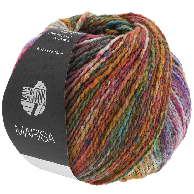 Lana Grossa MARISA | 01-olive/orange/turquoise/pétrole/violet rouge