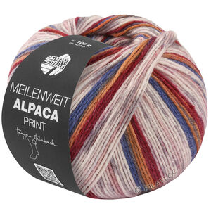 Lana Grossa MEILENWEIT 6-FACH 150g Alpaca Print | 1112-bleu foncé/brun ocre/rouge foncé/blanc/vieux rose/gris clair