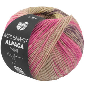 Lana Grossa MEILENWEIT 6-FACH 150g Alpaca Print | 1201-rose vif/rose/aubergine/beige/moutarde/brun foncé