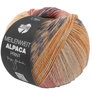 Lana Grossa MEILENWEIT 6-FACH 150g Alpaca Print | 1204-jaune ocre/chameau/beige/rouge framboise/gris