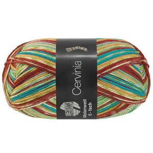 Lana Grossa MEILENWEIT 6-FACH 150g Cervinia | 9755-vert clair/menthe/brun rouge/brun foncé/écru/limette/curry/bleu turquoise