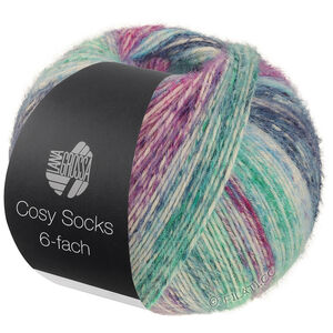 Lana Grossa MEILENWEIT 6-FACH 150g Cosy Socks Dream | 2154-gris/bleu clair/gris bleu/jade/violet gris/violet bleu/fuchsia/vert foncé/vert clair/turquoise