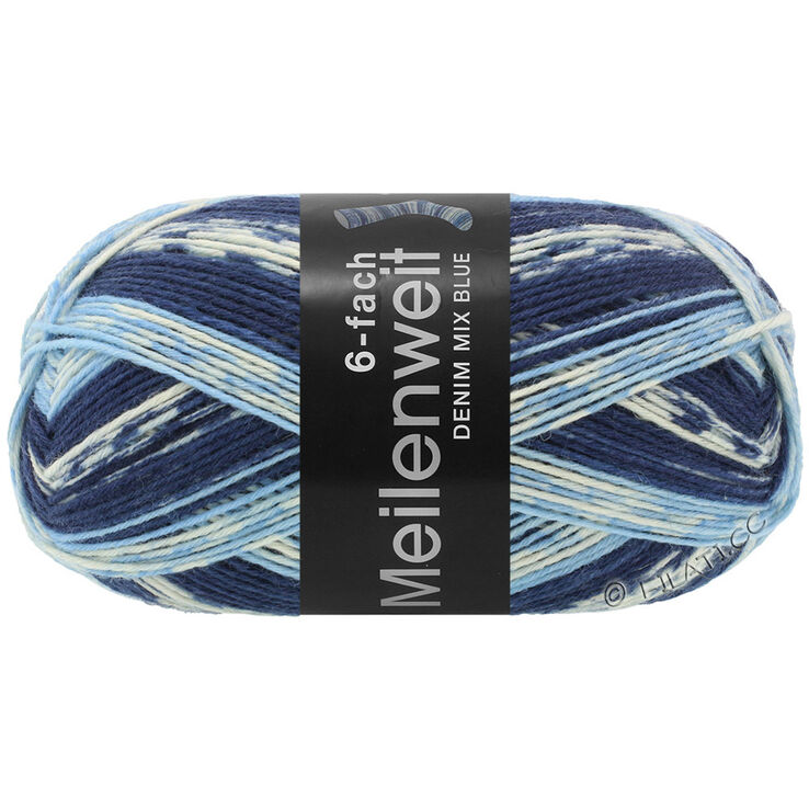 Lana Grossa MEILENWEIT 6-FACH 150g Denim Mix Blue | 9598-