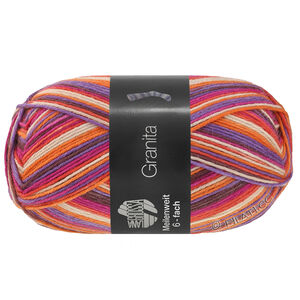 Lana Grossa MEILENWEIT 6-FACH 150g Granita | 9734-brun foncé/pourpre/orange/beige nacré/rouge/fuchsia