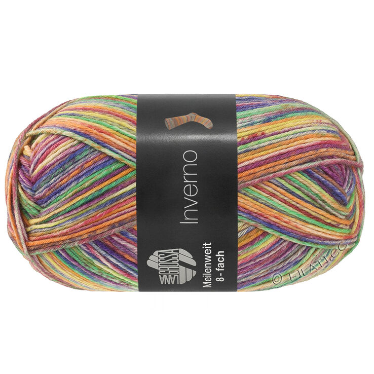 Lana Grossa MEILENWEIT 8-FACH 150g Invernob | 9988-vert clair/rose/vanille/pourpre/bleu prune/violet rouge/turquoise menthe