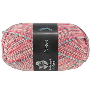 Lana Grossa MEILENWEIT 8-FACH 150g Neve | 9993-rose/rose vif/bleu/blanc/menthe