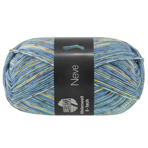 Lana Grossa MEILENWEIT 8-FACH 150g Neve | 9994-bleu/bleu clair/jaune/brun/menthe