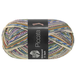 Lana Grossa MEILENWEIT 8-FACH 150g Piccata | 9999-bleu clair/bleu/gris vert/violet rouge/blanc/gris/ocre