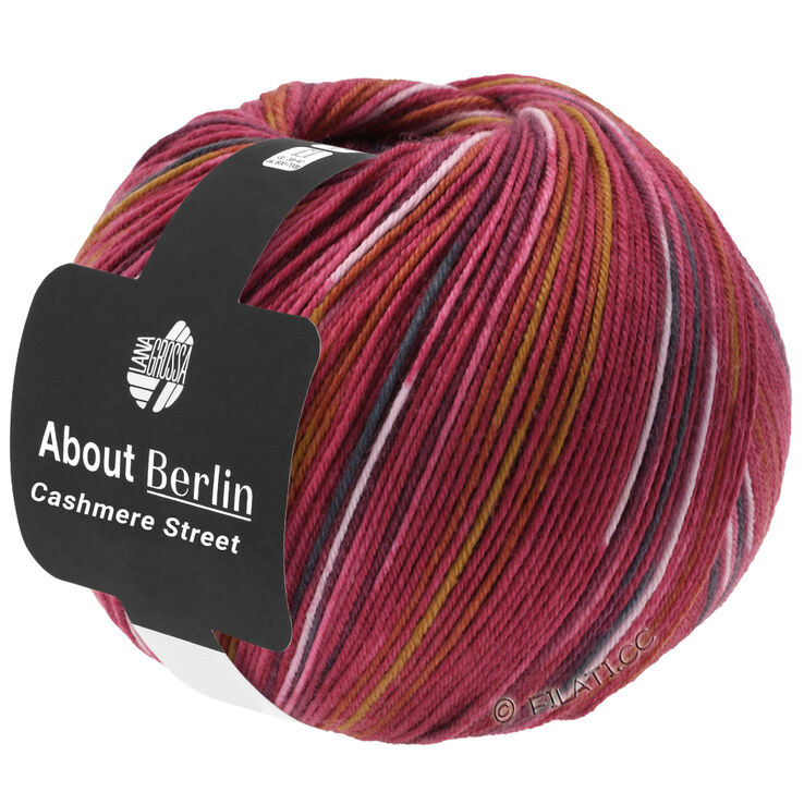 Lana Grossa MEILENWEIT 100g Cashmere Street (ABOUT BERLIN) | 831-rouge brique/blanc/moutarde/rose vif/gris foncé/pétrole