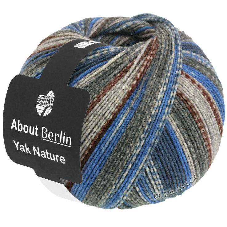 Lana Grossa MEILENWEIT 100g Yak Nature (ABOUT BERLIN) | 671-gris vert/beige/brun foncé/bleu centaurée/bleu foncé/gris clair chiné/gris foncé chiné